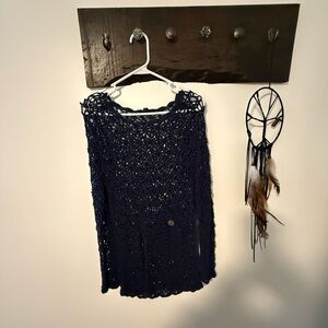Elegant Navy Crochet Top